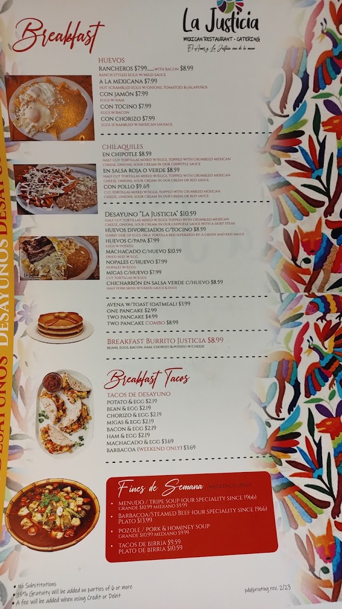 La Justicia Mexican Restaurant Menu - Image 5