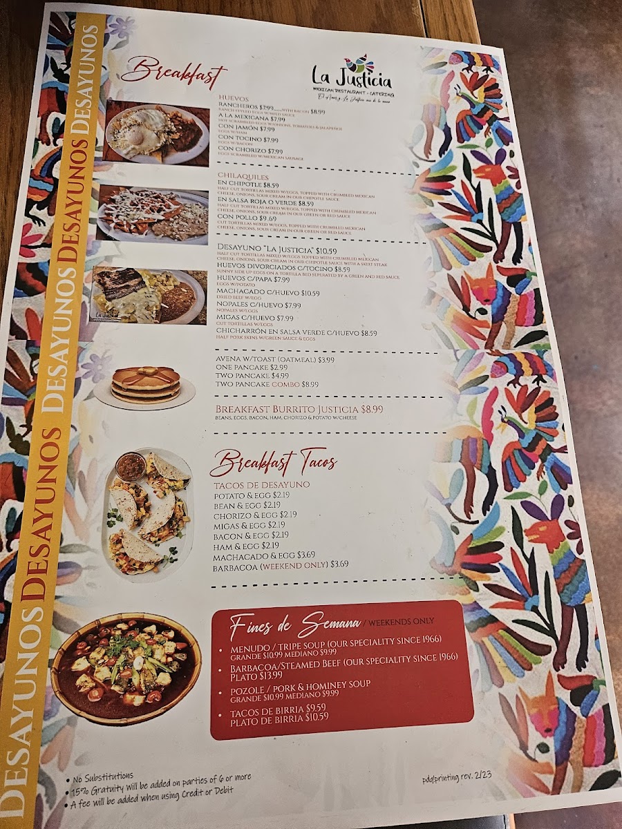 La Justicia Mexican Restaurant Menu - Image 6